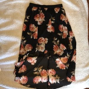 Floral Black High Low skirt